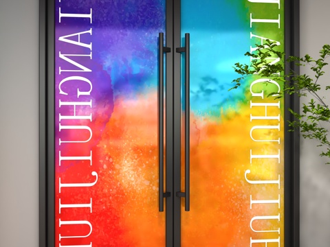  现代玻璃门3d模型 