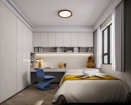 现代风格 卧室 男孩房 儿童房su模型