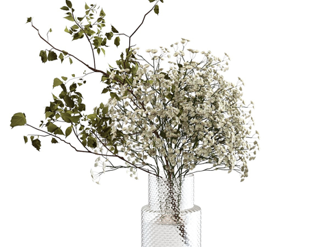  花瓶花卉3d模型 