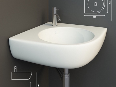  现代洗手台 洗手台3d模型 