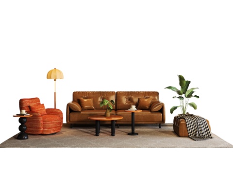  中古风沙发组合3d模型 