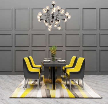  现代餐桌背景墙吊灯3d模型 
