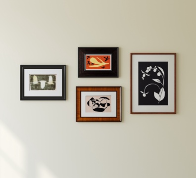  法式中古挂画 抽象挂画 照片墙3d模型 