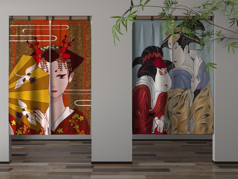  现代门帘3d模型 