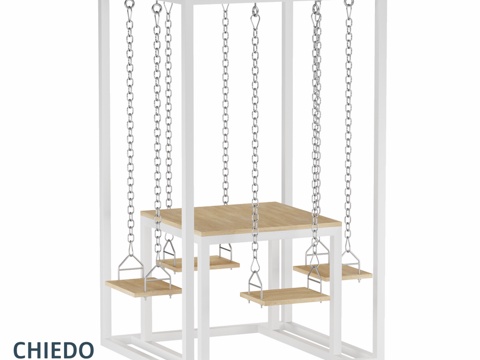  OM 带秋千式座椅四人餐桌3d模型 