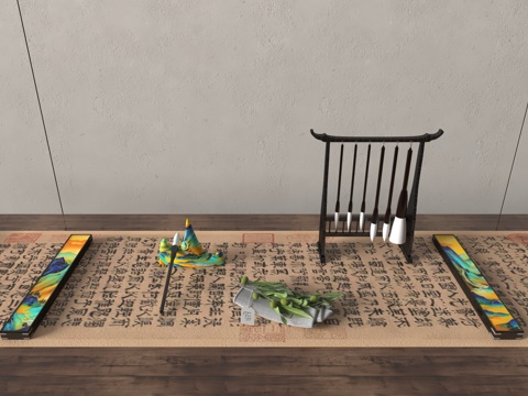  书房摆件3d模型 