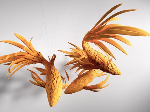 现代金鱼吊灯 锦鲤吊灯 艺术吊灯su模型