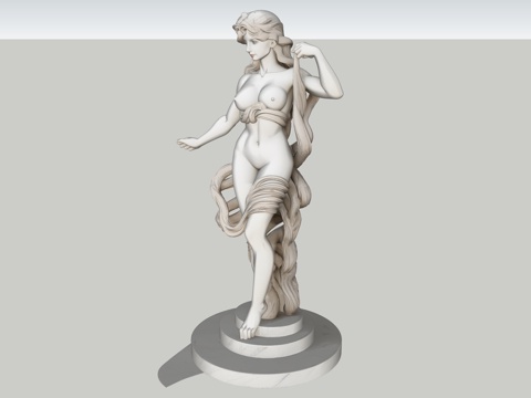 现代女人雕塑摆件su模型
