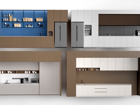 现代茶水间柜子 茶水台 茶水间储物柜 茶水柜su模型