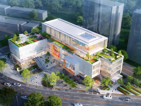 现代简约文化馆建筑 文化中心建筑 社区服务中心 邻里中心su模型