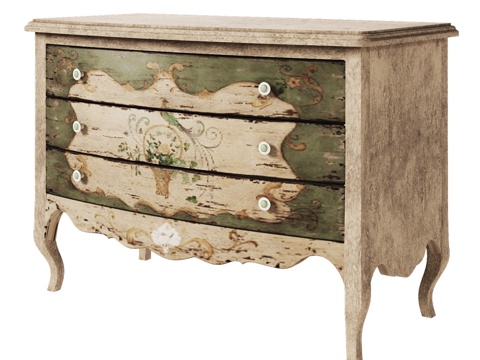  OM大型绿色绘画主题抽屉柜3d模型 