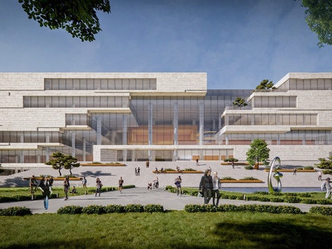 现代图书馆建筑 现代图书馆 现代展馆su模型