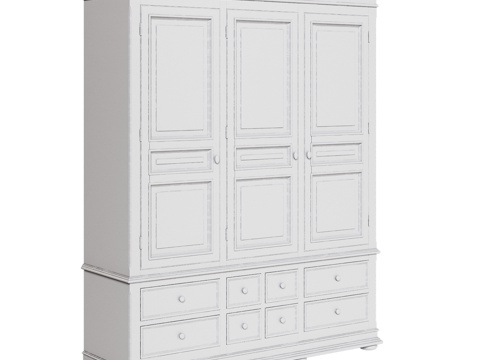  OM三门北欧风格衣柜3d模型 