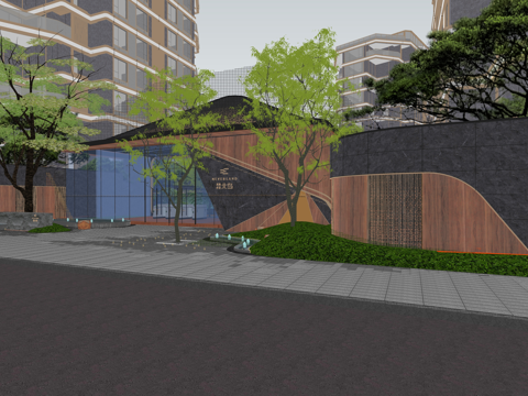 园林 造景 公园 植物su模型