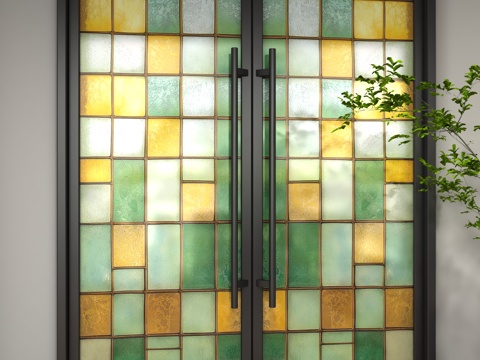  现代玻璃门3d模型 