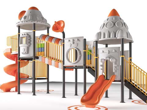 现代儿童滑梯 儿童游乐器材 儿童游乐设施su模型su模型