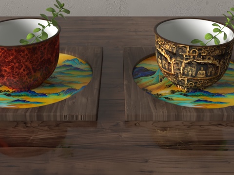  现代茶具3d模型 