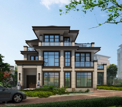  新中式独栋别墅3d模型 