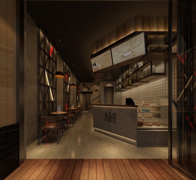  工业风奶茶店3d模型 