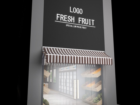  现代水果铺 水果店 生果3d模型 