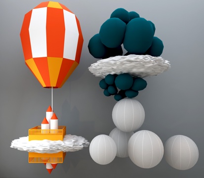  热气球 广告气球 气球 气球组合 婚礼气球  气球吊灯3d模型 