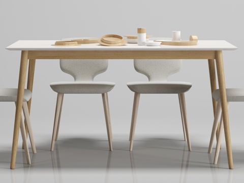  北欧餐桌椅子摆件组合3d模型 