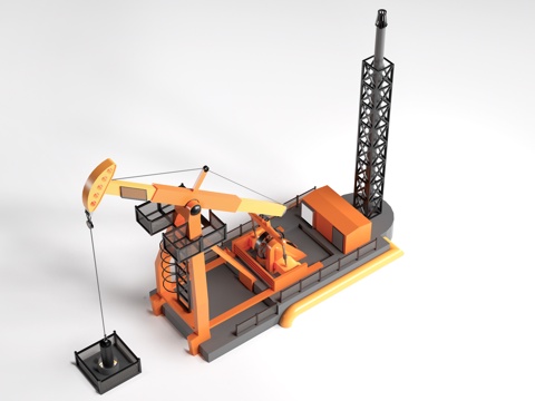  现代抽油机 石油开采机 石油钻井设备 油田采油机su模型 