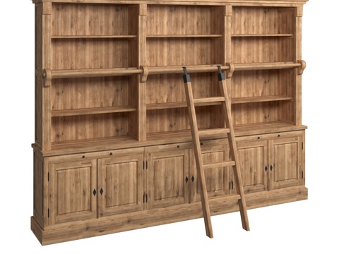  实心柚木书柜图书馆卡佳3003d模型 