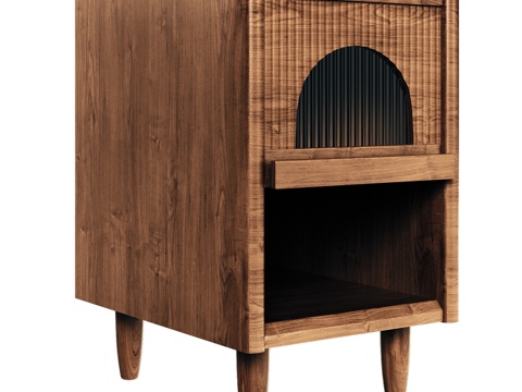  OM中世纪风格床头柜带1抽屉3d模型 