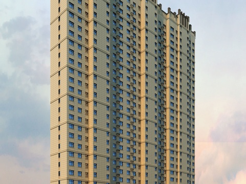  美式田园高层住宅3d模型 