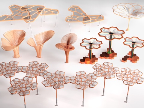 现代景观廊架 景观构筑物 景观小品su模型