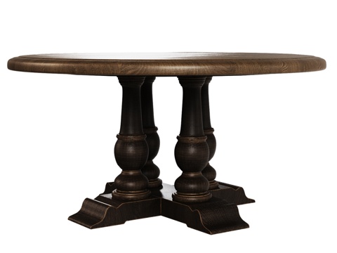  OM美式圆形餐桌150厘米3d模型 