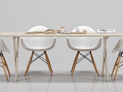  北欧 餐桌 椅子 摆件组合3d模型 