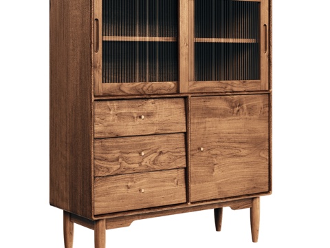  OM 餐边柜，配2扇玻璃推拉门，3个抽屉3d模型 