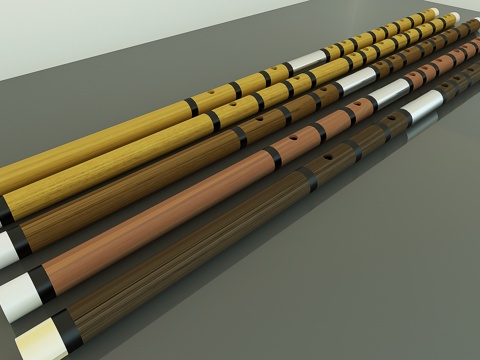  中国传统乐器 竹笛3d模型 