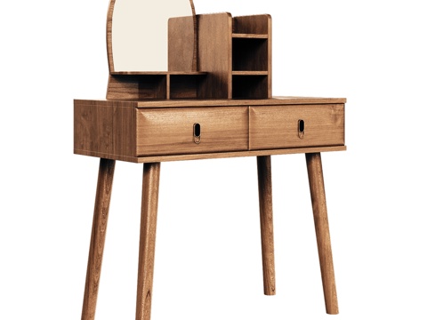  OM梳妆台带镜及层架，含枝条装饰3d模型 