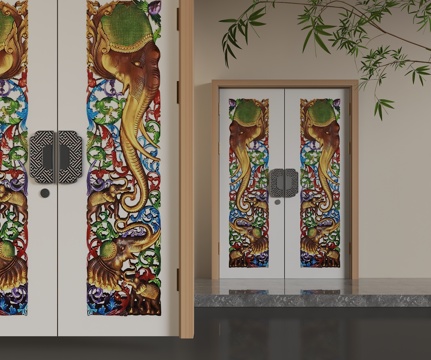  现代平开门3d模型 