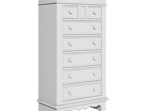  OM 带隐藏抽屉北欧风梳妆柜3d模型 