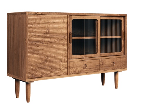  OM 中世纪风格凹槽门餐边柜3d模型 