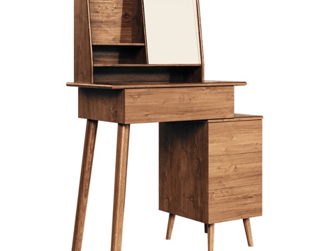  OM 带镜梳妆台，玻璃台面，中款3d模型 