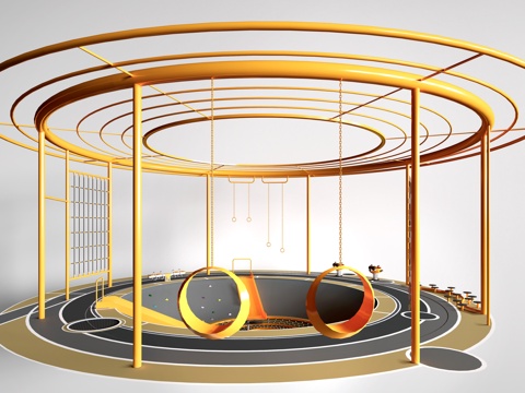 现代儿童游乐场 儿童健身器材 儿童游乐设施su模型