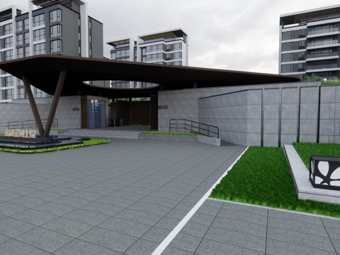 园林 售楼部 住宅 示范区 造景su模型