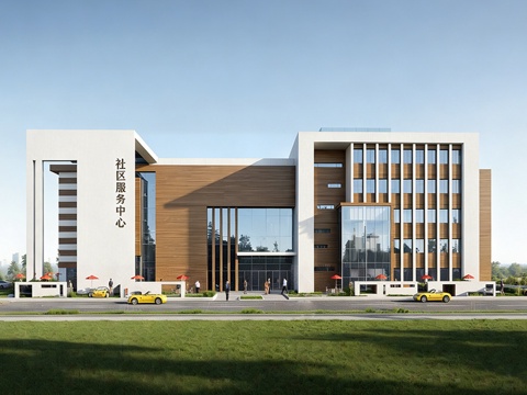 现代社区活动中心建筑 社区服务中心建筑 文化中心su模型