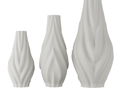  OM_干花花瓶 印花艺术款 波浪设计3d模型 