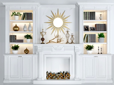  欧式简约传统壁炉3d模型 