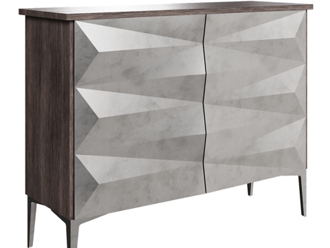  OM 双门柜，配银色桌腿，设计款3d模型 