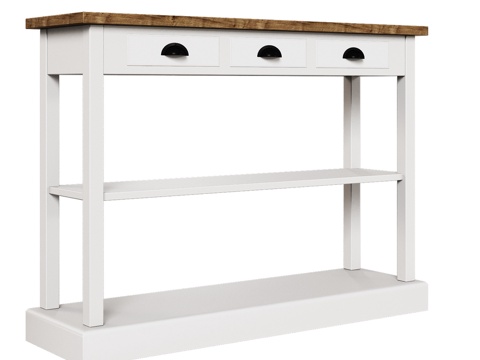  OM 经典款单层架三抽屉边桌3d模型 