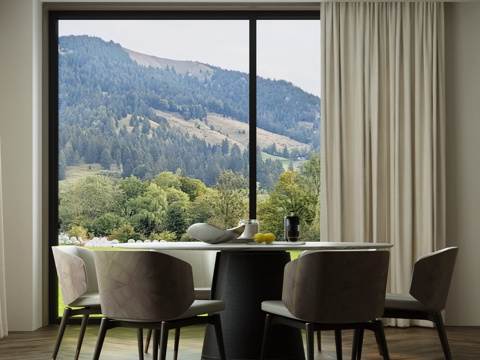  现代餐厅 意式餐厅 现代意式餐厅 现代自然风餐厅3d模型 