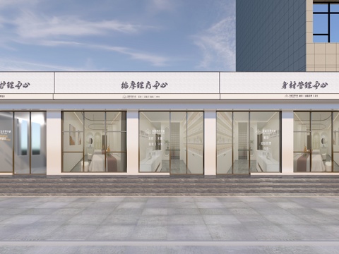  美发店门头3d模型 