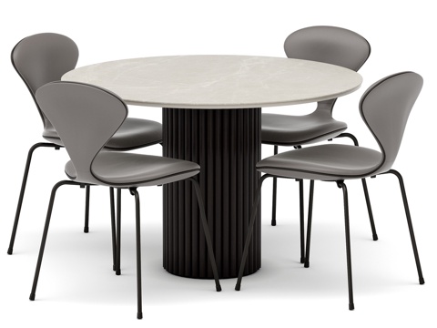  配餐桌的餐桌组 Apriori STR 120x120 (S3d模型 